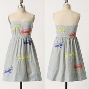 Anthropologie airplane embroidered dress